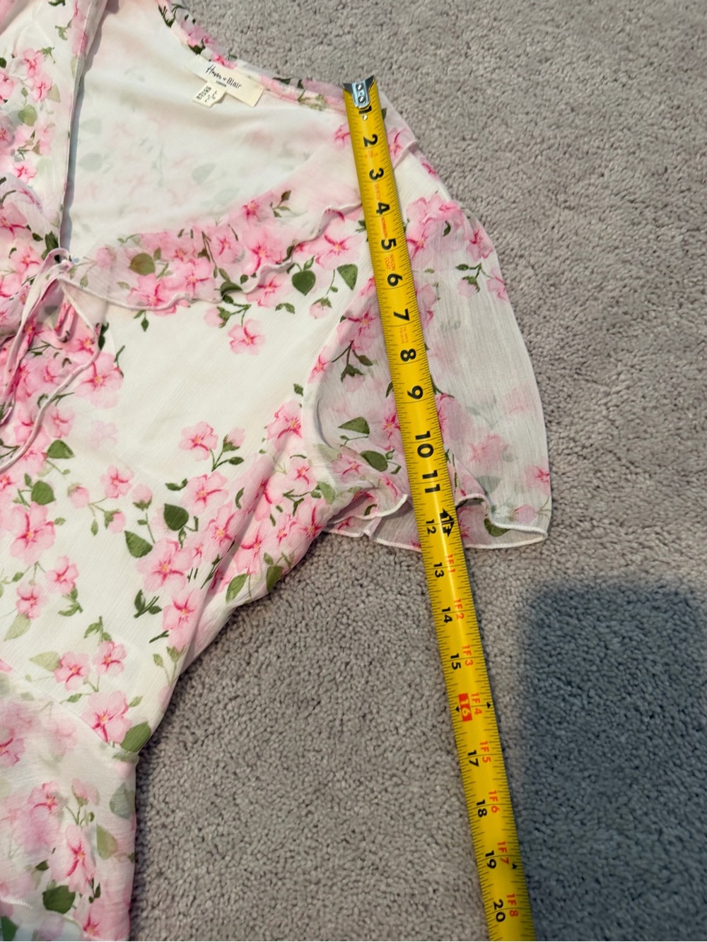 Hanae Mori Pink Floral Tie-Front Chiffon Blouse - Picture 6 of 7